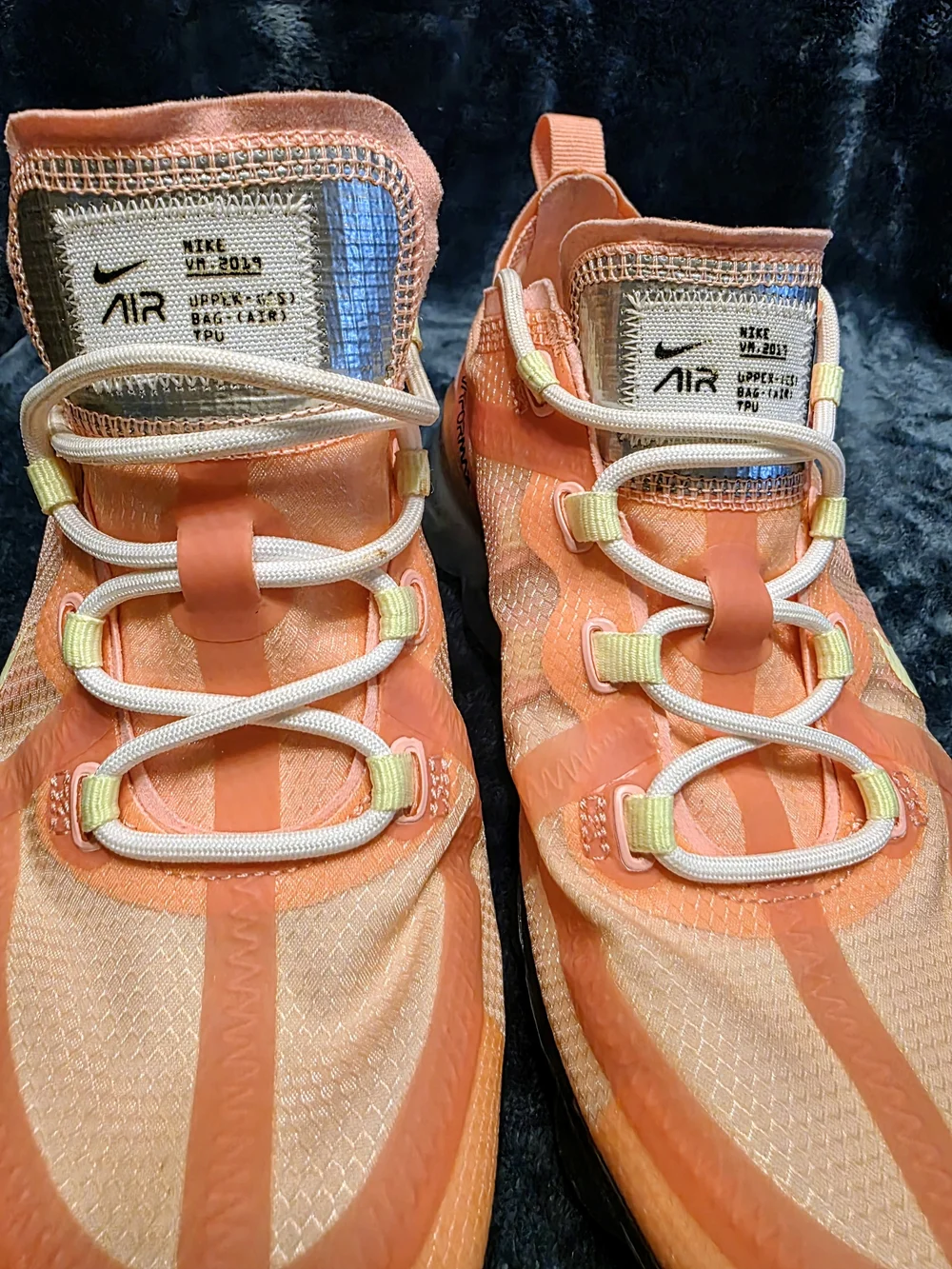 Nike Women’s VaporMax Sneakers in Coral and Yellow Accent